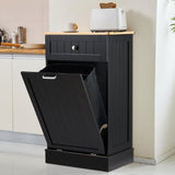 OUTGUAVA 13 Gallon Tilt Out Trash Cabinet Kitchen Waste Bins,50 Quart Laundry Hamper Tilt Out Pet Proof Hidden Trash Bin for Kitchen Living Room,Black OUTGUAVA