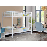 East West Furniture DAT0WHI Danbury Twin Bunk Bed - Two Separate Metal Beds and Ladder with Three Steps and Guard Rails - Twin Over Twin Bunk Bed - Powder Coating White Color East West Furniture