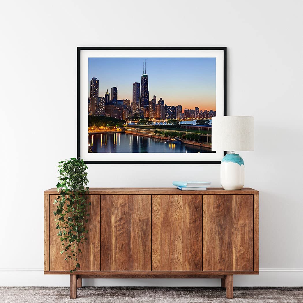 Diamond Painting Adult Painting Kits Chicago Chicago Skyline Downtown Skyline at Dusk Home Bedroom Living Room Art Wall Decoration 12"x16" Puzzle art