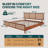 Bme Nancy Dark Chocolate King Bed Frame with Geometric Headboard – Mid Century Modern Solid Acacia Wood Design Bme