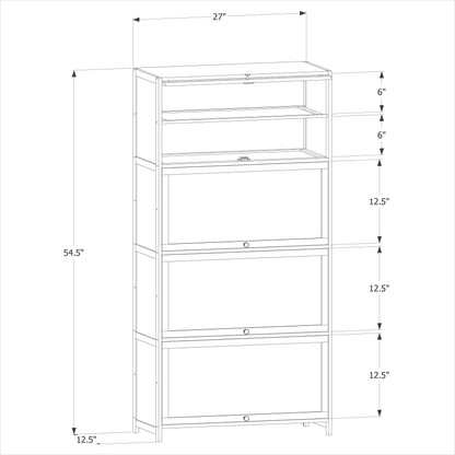 MoNiBloom 8 Tier Shoe Cabinet, Bamboo Free Standing Shoe Shelf Storage Rack with Flip Doors for 27-32 Pairs Home Entryway Hallway Office Bedroom, Brown