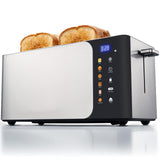 Elite Gourmet ECT5924D SmartToast Digital Long Slot 4 Slice Toaster, 1.5” Wide Slots for Thick Breads & Bagel Function, LED Touch Screen, Countdown Timer, 6 Shades, Stainless Steel Elite Gourmet