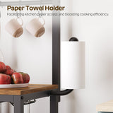 YATINEY Bakers Rack, 4-Tier Microwave Stand, Bakers Rack with Power Outlet, Kitchen Storage Rack with Wine Glass Holder and Paper Holder, for Kitchen, Dining Room, Living Room, Rustic Brown HB02UBR YATINEY