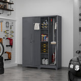 FATIGOS 65''H Broom Closet Storage Cabinets, Metal Utility Closet Storage Cabinet, Indoor Cleaning Cabinet with Adjustable Shelves and S-Hooks for Bathroom,Garage FATIGOS