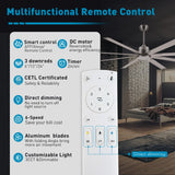 72 lnch lndustrial Smart Celing Fan with Light and Remote Control via WIFI Alexa,Large Celing Fan with 8 Brushed Nickel Aluminum Blades,6 Speed Noiseless DC Motor Indoor Outdoor Ceiling Fans for Patio Minislak