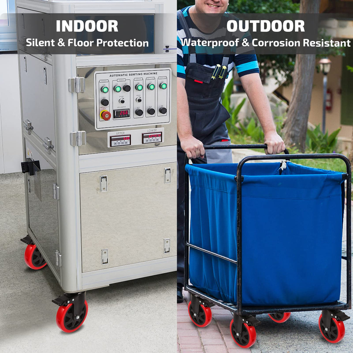 Nefish 6 Inch Heavy Duty Caster Wheels, Industrial Casters Set of 4, Locking Industrial Swivel Top Plate Casters 2600 Lbs, 360 Degree Industrial Grade Casters for Industrial, Furniture, Equipment Nefish