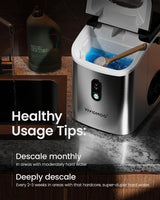 VIVIDMOO Nugget Ice Maker Countertop, 34lbs/24H Pebble Ice Machine, Self-Cleaning Sonic Ice Maker with Basket & Scoop, Compact Pellet Ice Maker for Home/Office/Kitchen/RV/Party, Stainless Steel Vividmoo