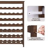 SONGMICS 42-Bottle Wine Rack Free Standing Floor, 7-Tier Display Wine Storage Shelves with Table Top, Bamboo Wobble-Free Bottle Holder for Kitchen Bar Dining Room Living Room, Walnut Color UKWR27WL SONGMICS