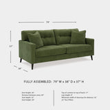 Signature Design by Ashley Bixler Mid-Century Modern Tufted Sofa with 2 Toss Pillows, Green Signature Design by Ashley