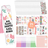 48PCS Bookmark Making Kit, 24 Acrylic Bookmark Blanks with 24Pcs Tassels, 24UV Stickers about Booklover Theme, DIY Blank Bookmarks Waterproof UV DTF Transfers Stickers for Clear Bookmarks DIY Projects Kaciola