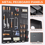 INCLY 48x36 Inch Metal Peg Board Kit with 1/4" Pegboard Hooks Accessories, 6PCS Peg Board Panels and 234PCS Black Pegboard Wall Organizer Tool Storage System for Garage Workbench Shed INCLY
