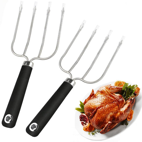 Turkey Lifter Forks Set of 2 Stainless Steel Turkey Lifters with Non-Slip Handle Turkey and Poultry Lifters Turkey Claws Carving Fork KAYCROWN