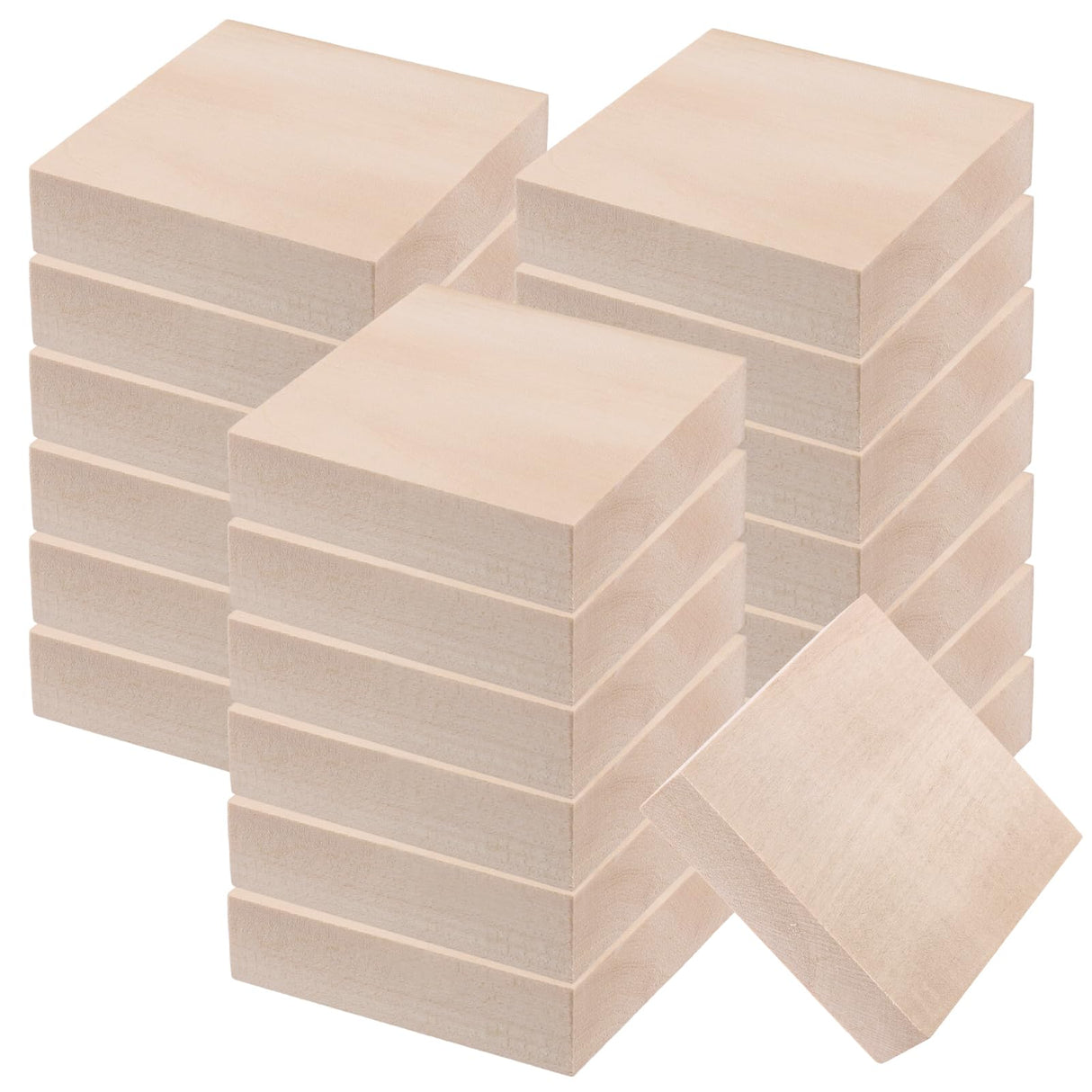 KOHAND 20PCS Basswood Blocks, 4 x 4 x 1 Inches Unfinished Wood Blocks, Square Wood Carving Whittling Blocks for Craft, DIY KOHAND