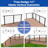 Muzata 15ft-20ft Complete Set 42" Cable Railing Post Kit Include 4Pack Black Posts PS01, 250ft Wire Rope, Swageless Cable Railing System DIY Kit (No Handrail) RWS2 BH4L Muzata