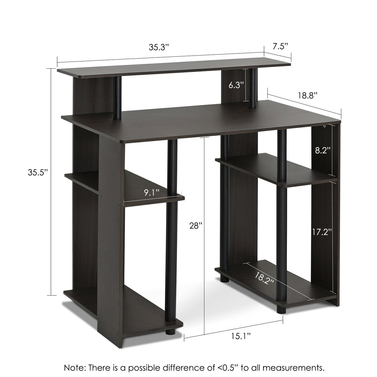 Furinno JAYA Simple Design Computer Writing Desk, Walnut Furinno