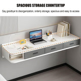 Floating Dressing Table with Drawers, Wooden Laptop Computer Desk,Space Saving Makeup Vanity Storage Cabinet,Wall Mounted Nightstand Bedside Table for Bedroom Living Room(80x40cm(31x16inch), B) SUZEPER