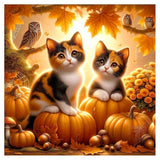 FHBUBPUP 5D Cat Diamond Painting Kits for Adults, Fall Kitten Diamond Art Kits for Beginners, DIY Full Drill Round Diamond Dot Gem Art, Craft Gift Suitable for Home Wall Decoration 12×12Inch FHBUBPUP