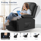 FURNIMAT Recliner Chairs for Adults, Massage Rocker with Heated Modern Ergonomic Lounge 360 Degree Swivel Single Sofa Seat Living Room Lounge Recliners Black FURNIMAT