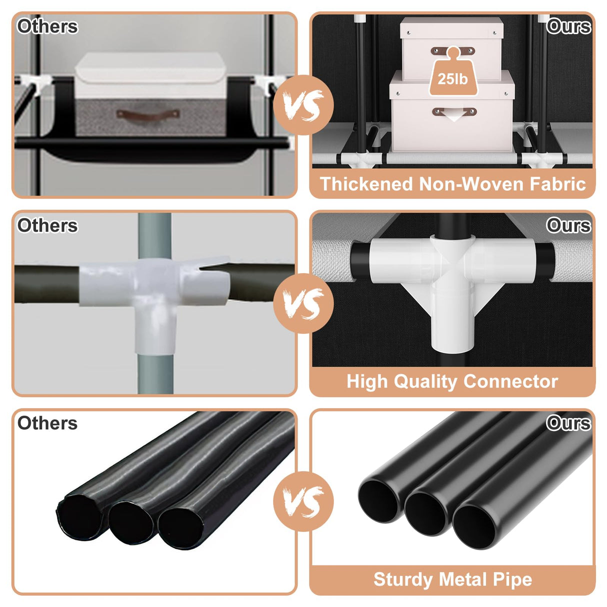 VTRIN Portable Closet for Hanging Clothes 67 Inch Wide Large Capacity Portable Wardrobe Closet with Cover, 4 Storage Shelves and 4 Hanging Rod Sturdy Free Standing Closet for Bedroom, Black VTRIN