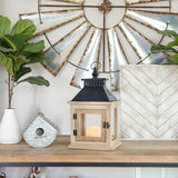 NEEDOMO 13" Farmhouse Decor Wooden Candle Lantern Indoor, Large Table Centerpiece Lanterns Decorative Outdoor, Hanging Rustic Candle Holders for Shelf Wedding Living Room Patio NEEDOMO