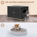Homhedy Cat Litter Box Enclosure, Litter Box Furniture Hidden with Metal Frame, Cat Washroom Furniture, Cat House, Fit Most of Litter Box, Modern Style, Black and Gold Homhedy