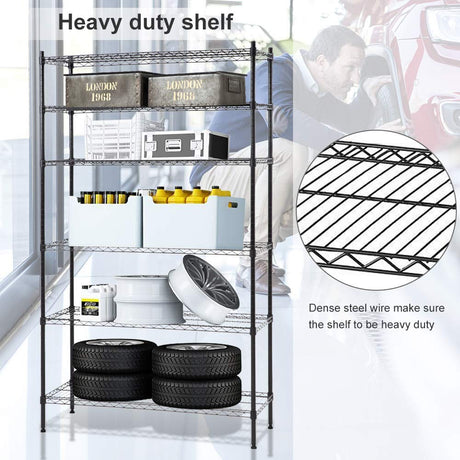 6 Shelf Wire Shelving Unit Garage Shelves Height Adjustable Heavy Duty Utility Rolling Steel Organizer Garage Storage Units, 1500lbs Storage Shelves Metal Rack NSF Metal Shelves for Garage Kitchen Payhere