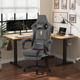 Gaming Chair, Video Game Chair with Massage Lumbar Support and Footrest, Comfortable Ergonomic Computer Chair with Linkage Armrests, Height Adjustable Racing Game Chair Pu Leather for Adults, Grey NIONIK
