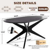 Kidol & Shellder Rectangular Dining Table for 4-6 People 69.4" Farmhouse Kitchen Table with Metal Cross Legs & Oval Corners Modern Industrial Style for Kitchen Dining Room Living Room Black Kidol & Shellder