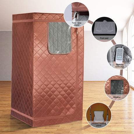 amocane Portable Infrared Sauna for Home, Full Body Personal Saunas Tent at Home Spa with Heating Foot Pad, Remote Control & Foldable Chair for Relaxation & Detox(L 33.8" x W 33.8" x H 65.7") amocane