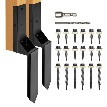 WIMART Fence Post Repair Kit 4''x4'', Heavy Duty Steel Fence Post Anchor Ground Spike 4''x4'' for Wooden Fence Post Repair, Wooden Fence Base