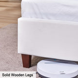 Jocisland Velvet Upholstered Bed Frame Queen Size 61.4" Tall Headboard Queen Bed Frame/Deep Button Tufted/No Box Spring Needed/Cream Jocisland