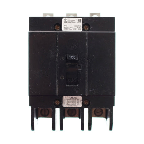 Eaton GHB3100 Circuit Breaker,100A,Bolt On,277/480V,3P Eaton