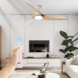TAVZAKE Ceiling Fans with Lights, 42 inch Low Profile Ceiling Fan with Light and Remote, Flush Mount, LED Dimmable, 6 Speeds, Quiet Reversible Motor, Modern Ceiling Fan with Light for Bedroom (Wood) TAVZAKE