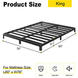 Yicensen 6 Inch Low Profile King Bed Frame with Rounded Corner Legs Heavy Duty Metal King Size Platform Bed Frame No Box Spring Needed, Easy Assembly, Noise Free, Black. Yicensen