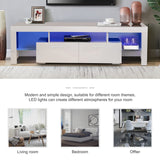 Nrizc White LED TV Stand for 75 Inch TV, High Gloss Entertainment Center with Storage Drawer, Console Table for Living Room, Bedroom Nrizc
