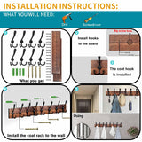 Homagic Coat Rack Wall Mount 31.5'' Coat Hanger Wall Mount Burnt Brown Coat Hooks for Wall Rustic Towel Racks for Bathroom Living Room Coat Hat Cloth Homagic
