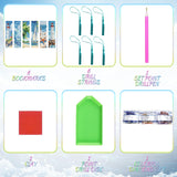 beinkmake 6Pcs Summer Ocean 5D Diamond Art Bookmarks Sea Diamond DIY Painting Bookmarks Lighthouse Sailboat Beach Starfish Rhinestones Beaded Acrylic Tassel Bookmark for Adult Beginner Crafts beinkmake