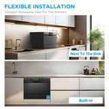 Midea MDC22P1ABB Table-top Countertop, Energy Star Portable Dishwasher, 6 Place Settings & 8 Washing Programs, Speed, Baby-Care, ECO& Glass, Dish Washer for Dorm, RV& Apartment, Black Midea