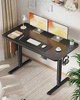 Flycity Electric Standing Desk Adjustable Height Stand Up Desk, 48" x 24" Sit Stand Desk, Low Noise Home Office Desk, Computer Desk with Whole-Piece Board, Child Lock & Memory Function, Black Flycity