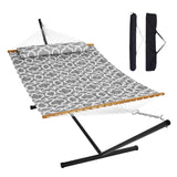 VEVOR Double Hammock with Stand Outdoor 2 Person Hammock for Outside Heavy Duty 480lb Large Free Standing Hammock Double Quilted Fabric Hammock with Portable Stand, Detachable Pillow & Bag VEVOR