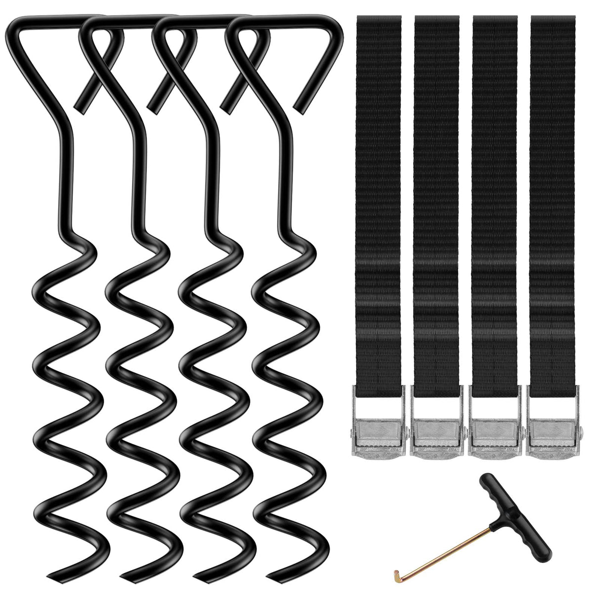 Heavy Duty Trampoline Stakes Anchors High Wind,Galvanized Steel Trampoline Anchors Kit for 15ft,14ft,12ft,10ftTrampoline,15.8inch Ground Anchors Trampoline Accessories UROVIBOSCR