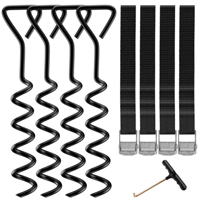Heavy Duty Trampoline Stakes Anchors High Wind,Galvanized Steel Trampoline Anchors Kit for 15ft,14ft,12ft,10ftTrampoline,15.8inch Ground Anchors Trampoline Accessories