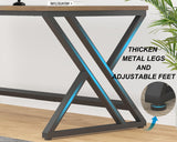 HSH Rustic Long Computer Desk, Industrial Large Wood Metal Office Desk, Wood Pc Writing Work Study Computer Table Desk, Farmhouse Workstation Gaming Executive Desk for 2 Person, Rustic Oak, 70 Inch HSH