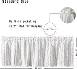 RoomTalks Boho Farmhouse White Curtain Valances Window Treatment for Bedroom Living Room Bathroom, Rod Pocket Shabby Chic Stripe Tassel Cotton Linen Decorative Kitchen Valances Curtain Topper, 18’’L RoomTalks