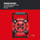 CRAFTSMAN Retractable Extension Cord Reel 50 Ft. With 4 Outlets & Heavy Duty 14AWG SJTW Cable CRAFTSMAN