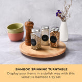 Prosumer's Choice Bamboo Lazy Susan Spinning Organizer Turntable - 10x10-Inch Revolving Condiment and Spice Rack - Multipurpose Rotating Bamboo Wood Organizer for Kitchen Countertop or Bathrooms Prosumer's Choice
