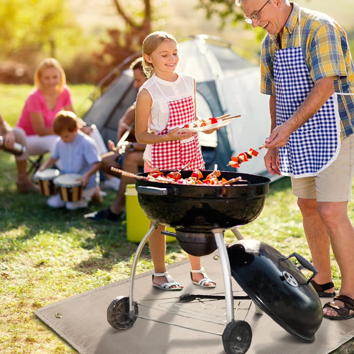 Fire Pit Mat - 37.8x39.4in Fireproof Blanket for Under Fire Pit, Compatible with Solo Stove, Heat Resistant Rug for Outside Indoor Wooden Deck Grass Lawn Protection - Brown PAMASE