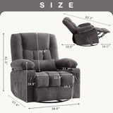 BOSMILLER Massage Swivel Rocker Recliner Chair with Vibration Massage and Heat Ergonomic Lounge Chair for Living Room with Rocking Function and Side Pocket, 2 Cup Holders, USB Charge Port BOSMILLER