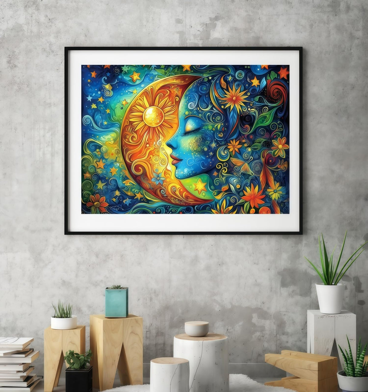 BYGFHLYW 5D Diamond Art Kits for Adults Beginner, Sun and Moon Adult Diamond Painting Kits, DIY Full Drill Round Diamond Dot Paint by Diamonds for Home Wall Art Decor 12x16inch BYGFHLYW