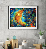 BYGFHLYW 5D Diamond Art Kits for Adults Beginner, Sun and Moon Adult Diamond Painting Kits, DIY Full Drill Round Diamond Dot Paint by Diamonds for Home Wall Art Decor 12x16inch BYGFHLYW